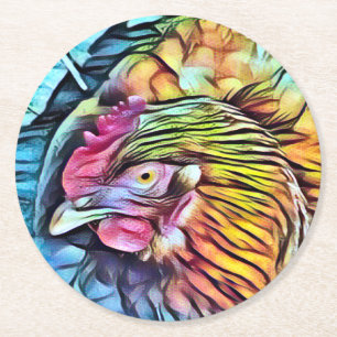 CHICKEN ROUND PAPER COASTER