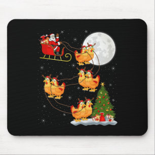 Chicken Santa Sleigh Flying Funny Magical Christma Mouse Mat