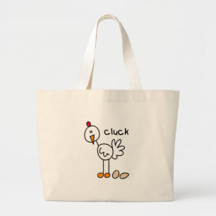 Chicken Says Cluck T-shirts and Gifts Large Tote Bag