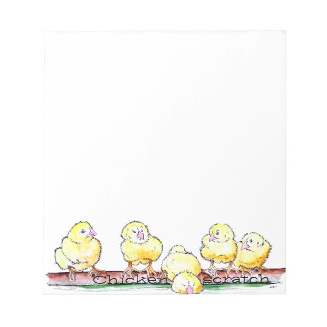 Chicken scratch paper pad chicks on log funny (Front)