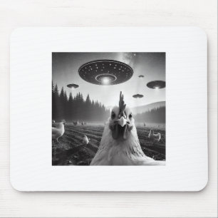 Chicken Selfie With Alien Ufo Tee Funny Gifts Men  Mouse Mat
