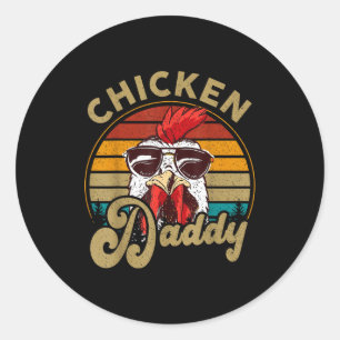 Chicken-shirt Rooster Daddy Vintage Farmer Funny D Classic Round Sticker