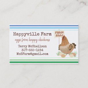 Chicken sign free range farm eggs business card
