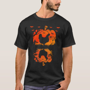 Chicken Silhouette Pumpkin Halloween Chicken Witch T-Shirt