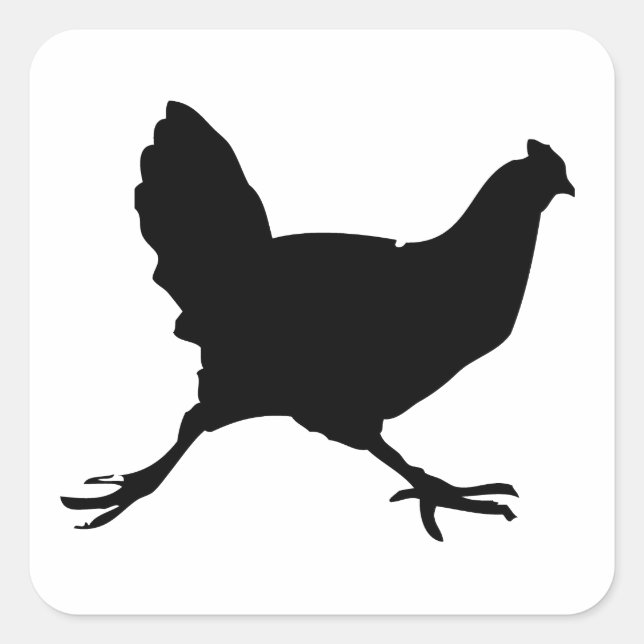 Chicken Silhouette Square Sticker (Front)