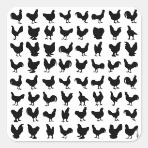 Chicken Silhouettes Square Sticker