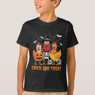 Chicken Skeleton Chick Or Treat Farmer Funny Hallo T-Shirt