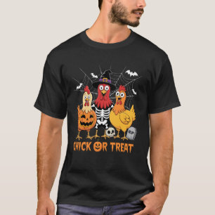 Chicken Skeleton Chick Or Treat Farmer Funny Hallo T-Shirt