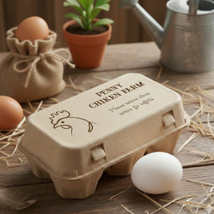 Chicken Sketch Egg Farm Branding Carton Rubber Stamp