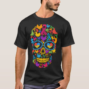 Chicken Skull Autism Awareness   T-Shirt