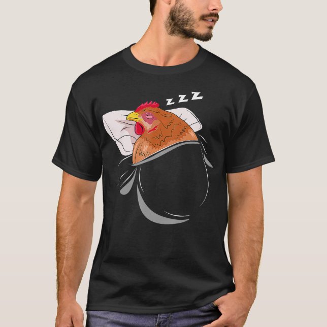 Chicken Sleeping Pajamas Nap PJs Outfit Farmer Gif T-Shirt (Front)