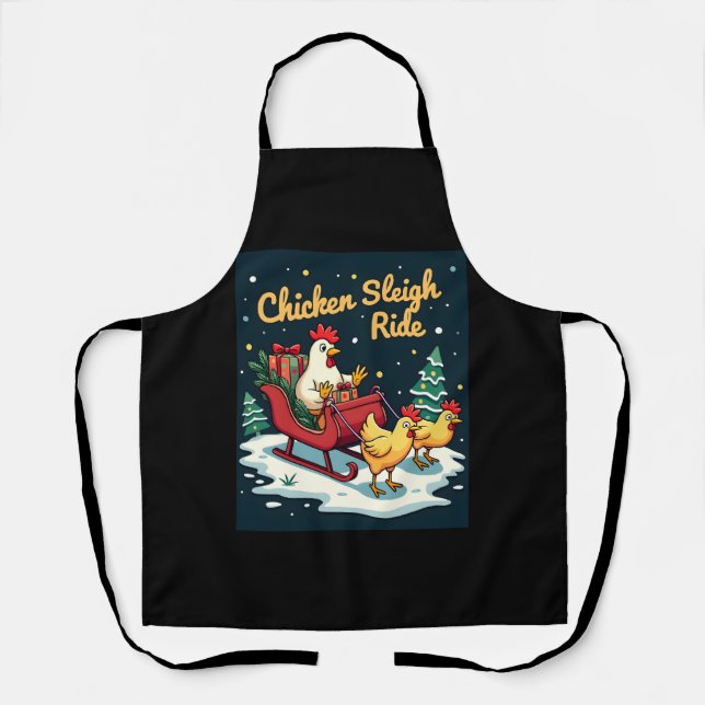 Chicken Sleigh Ride Apron (Front)