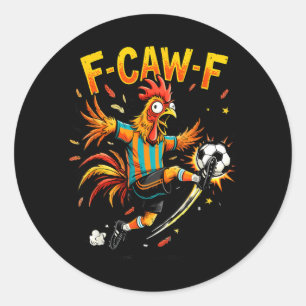 Chicken Soccer Funny Rooster Kick Design Classic Round Sticker