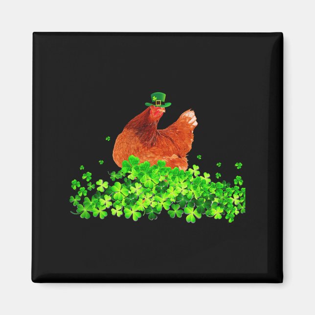 Chicken St Patricks Day Chicken Lover Irish Shamro Magnet (Front)
