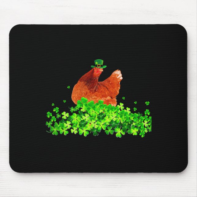 Chicken St Patricks Day Chicken Lover Irish Shamro Mouse Mat (Front)