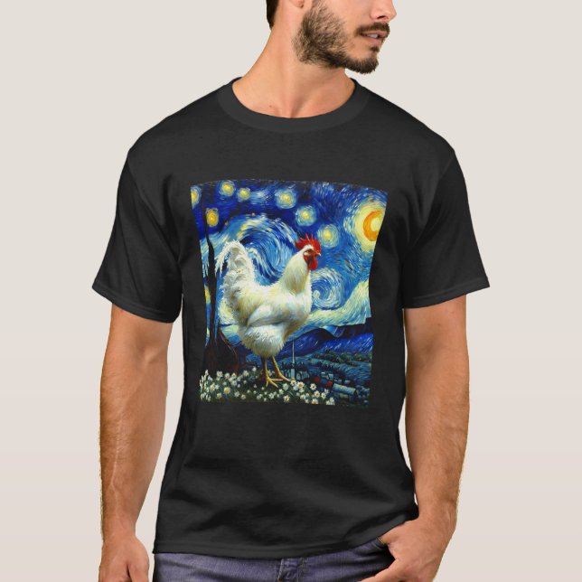 Chicken Starry Night Chicken T-Shirt (Front)