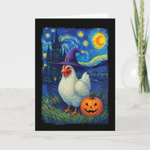 Chicken Starry Night Halloween Poultry Farmer Card