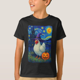 Chicken Starry Night Halloween Poultry Farmer T-Shirt