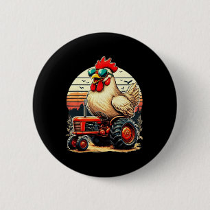 Chicken Sungles Animal Farm Funny For Farmer Men W 6 Cm Round Badge