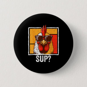Chicken Sungles Animal Farm Funny For Farmer Men W 6 Cm Round Badge