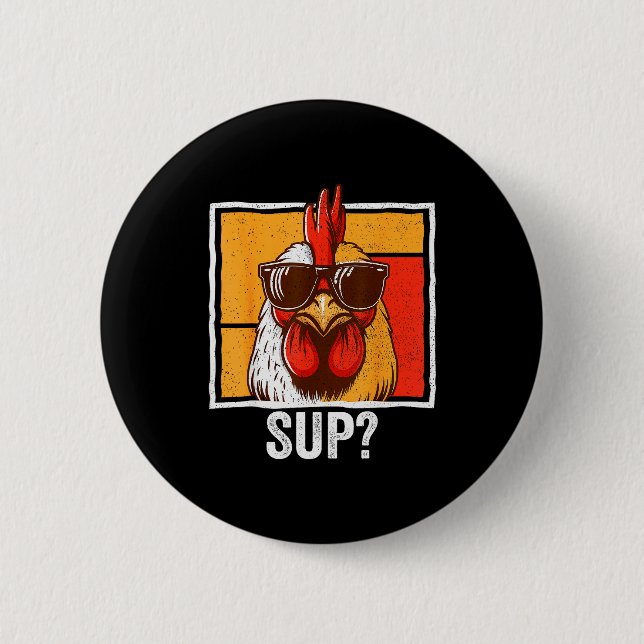 Chicken Sungles Animal Farm Funny For Farmer Men W 6 Cm Round Badge (Front)