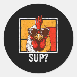 Chicken Sungles Animal Farm Funny For Farmer Men W Classic Round Sticker