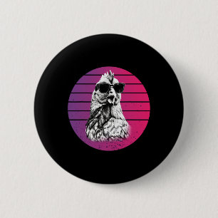 Chicken Sungles Cool Sketch Feathers Humour Animal 6 Cm Round Badge