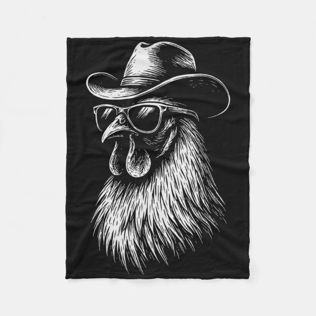 Chicken Sungles Cowboy  Fleece Blanket (Front)