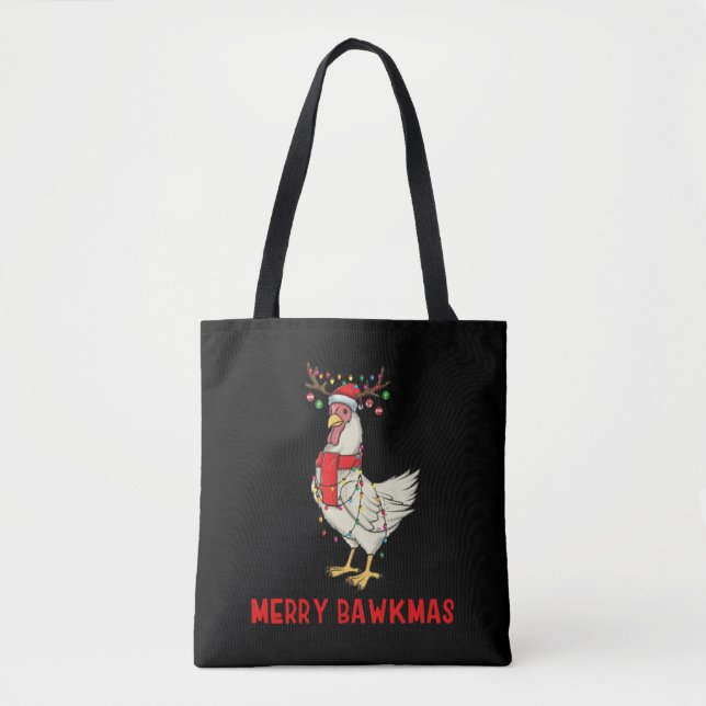 Chicken T Shirt Christmas Chicken Holiday Lights A Tote Bag (Front)