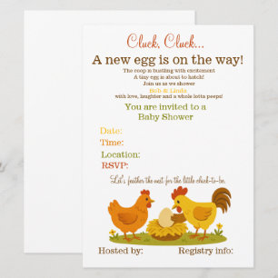 Chicken themed baby shower  invitation