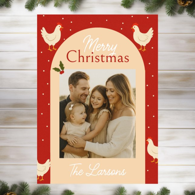 Chicken Themed Christmas Photo Card (Creator Uploaded)