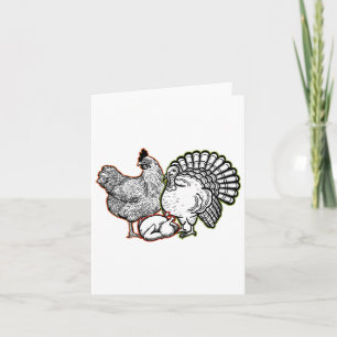 Chicken Turkey Thanksgiving Day Funny Animal Fall  Card