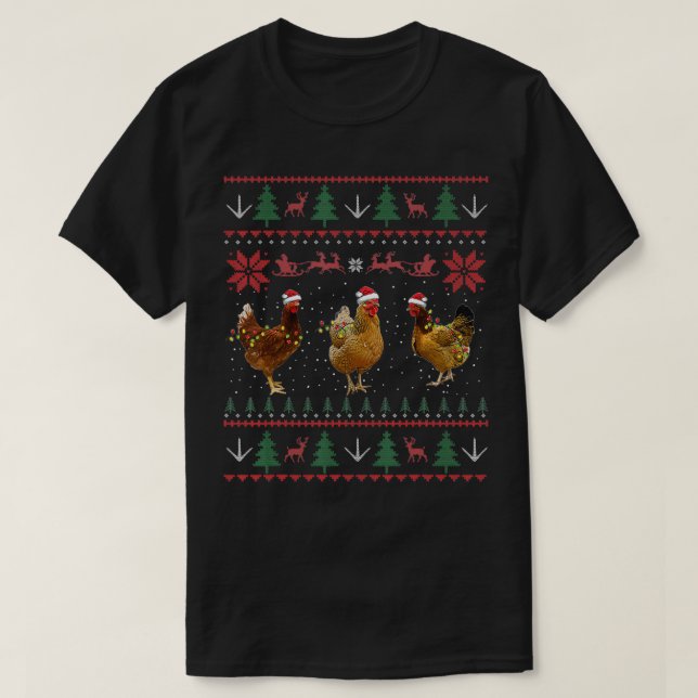 Chicken Ugly Christmas Sweater Funny Chicken Xmas  (Design Front)