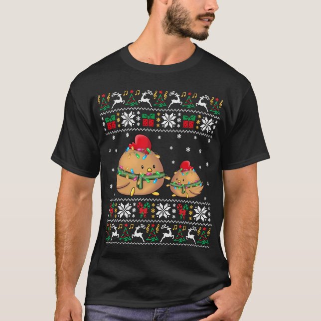 Chicken Ugly Christmas Sweater Xmas Lights Matchin (Front)