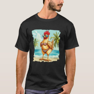 Chicken under Palm Trees in Bikini for Beach Lover T-Shirt