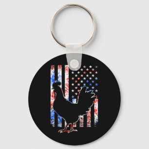 Chicken Us American Flag Patriotic Chicken Lover 4 Key Ring