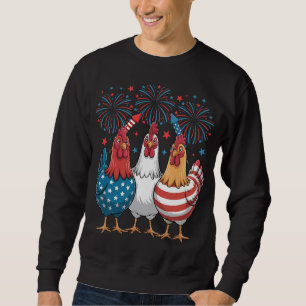 Chicken USA Flag Patriotic 4th of July Men Sweatshirt