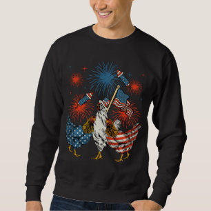 Chicken USA Flag Patriotic 4th of July Men Sweatshirt