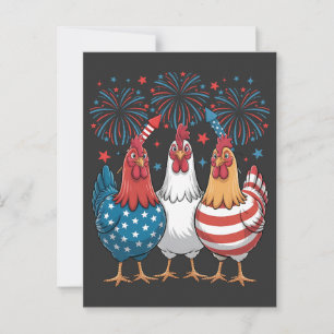 Chicken USA Flag Patriotic 4th of July Postcard