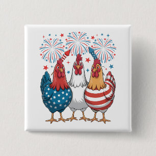 Chicken USA Flag Patriotic 4th of July Square 15 Cm Square Badge