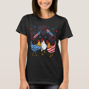 Chicken USA Flag Patriotic 4th of July Women T-Shirt