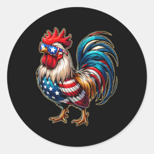 Chicken Usa Flag Patriotic Chicken Lover 4th Of Ju Classic Round Sticker