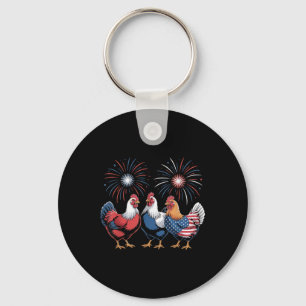 Chicken Usa Flag Patriotic Chicken Lover 4th Of Ju Key Ring