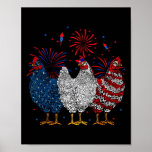 Chicken Usa Flag Patriotic Chicken Lover 4th Of Ju Poster