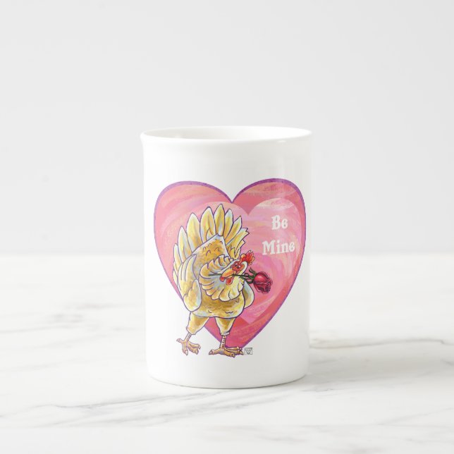 Chicken Valentine's Day Bone China Mug (Front)