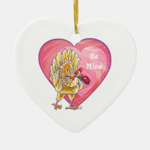 Chicken Valentine's Day Ceramic Tree Decoration