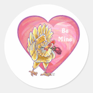 Chicken Valentine's Day Classic Round Sticker
