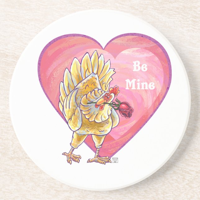 Chicken Valentine's Day Coaster (Front)