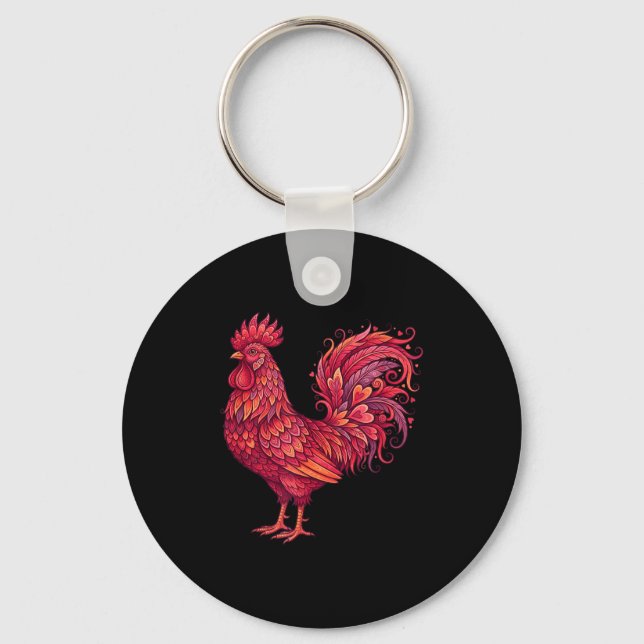 Chicken Valentines Day Heart For Farmers Cute Chic Key Ring (Front)