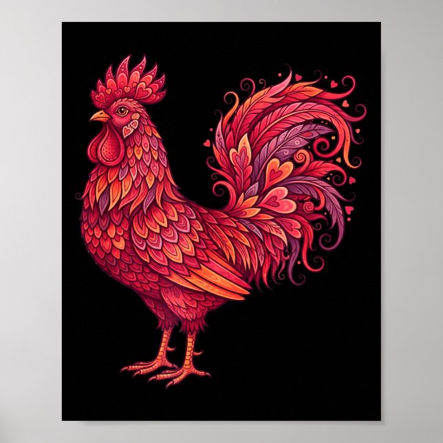 Chicken Valentines Day Heart For Farmers Cute Chic Poster (Front)